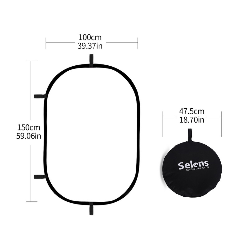 Photography Lighting Reflector - Reflector ovalado plegable de 100x150cm, tablero