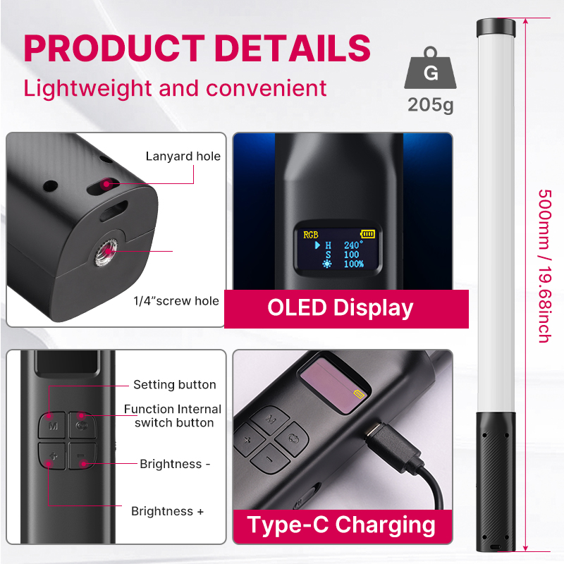 Ulanzi VL119 luz de palo color - Photography Lighting Wireless reseña y precio