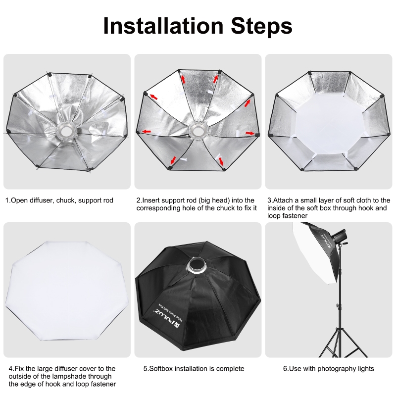 PULUZ-Caja difusora octagonal  - Photography Lighting Softbox reseña y precio