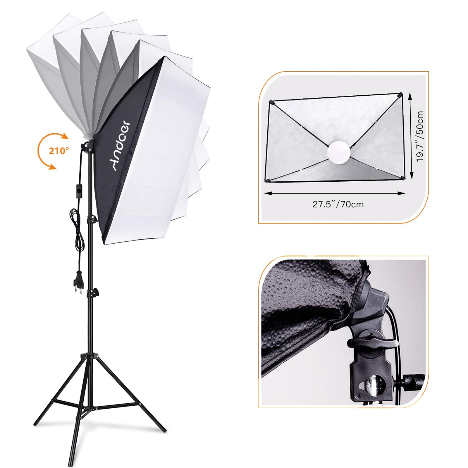 Andoer-Kit de luz para fotogra - Photography Lighting Softbox reseña y precio
